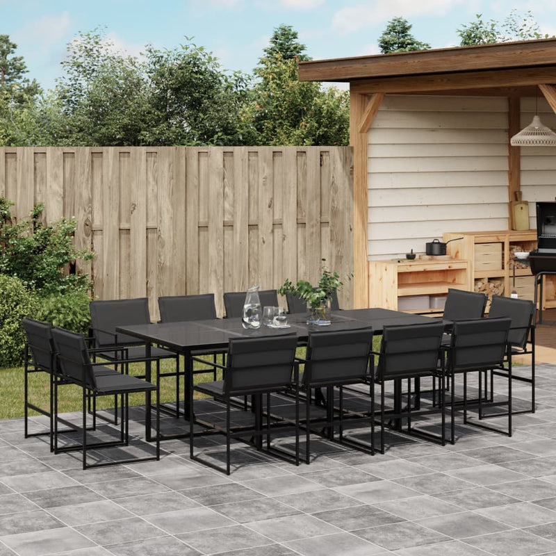 13 Piece Garden Dining Set with Cushions Black Textilene Payday Deals
