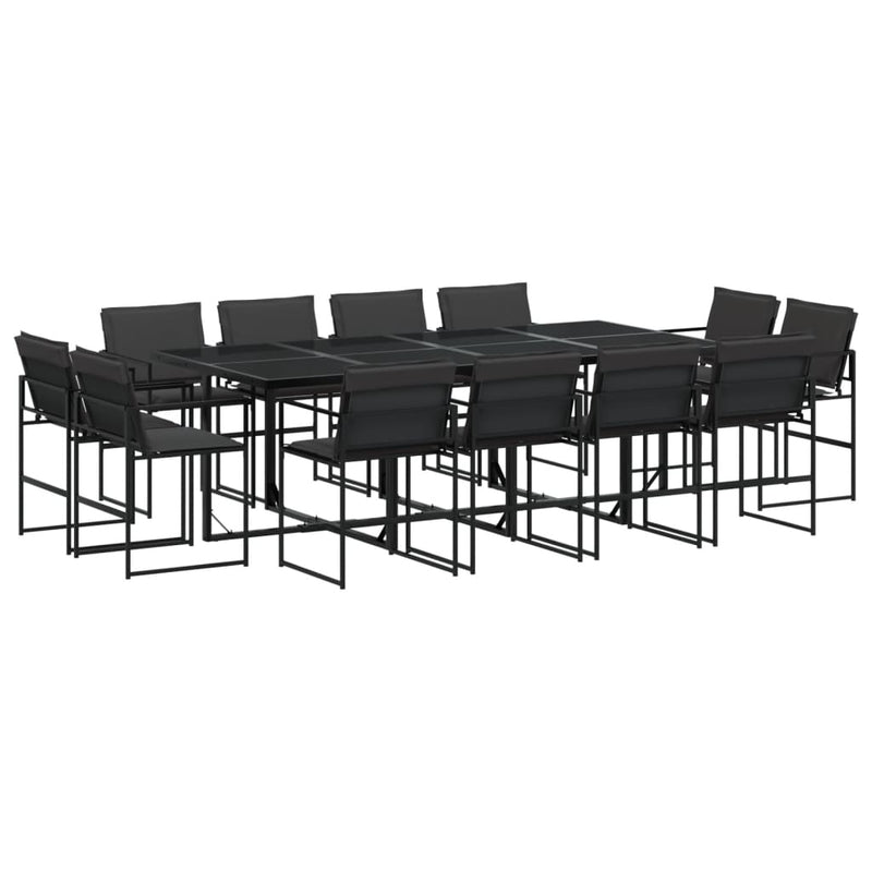 13 Piece Garden Dining Set with Cushions Black Textilene Payday Deals