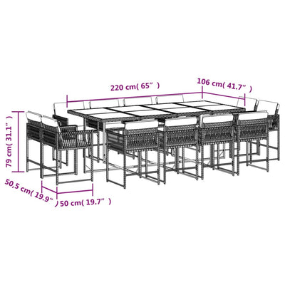 13 Piece Garden Dining Set with Cushions Light Grey Poly Rattan Payday Deals