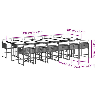 13 Piece Garden Dining Set with Cushions Light Grey Poly Rattan Payday Deals