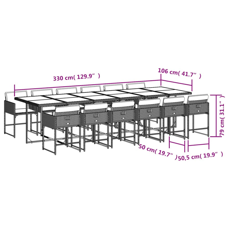 13 Piece Garden Dining Set with Cushions Light Grey Poly Rattan Payday Deals