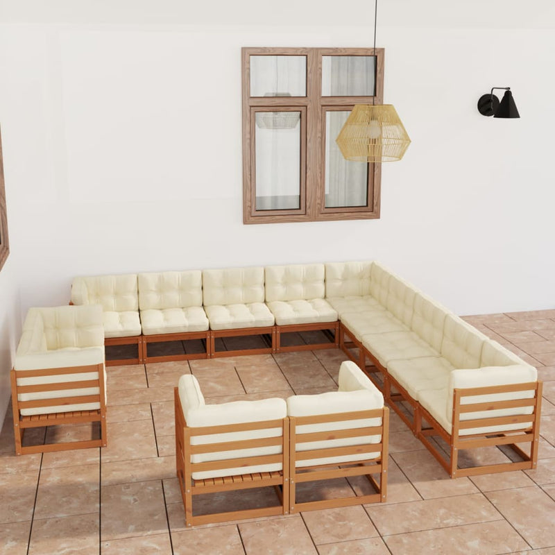 13 Piece Garden Lounge Set&Cushions Honey Brown Solid Pinewood Payday Deals