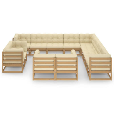 13 Piece Garden Lounge Set&Cushions Honey Brown Solid Pinewood Payday Deals