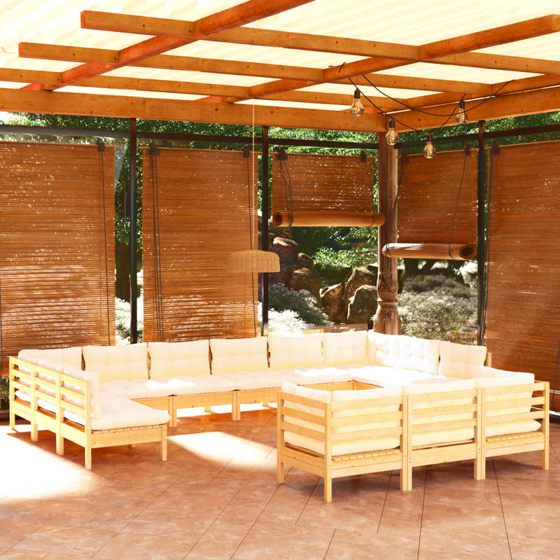 13 Piece Garden Lounge Set with Cream Cushions Pinewood Payday Deals