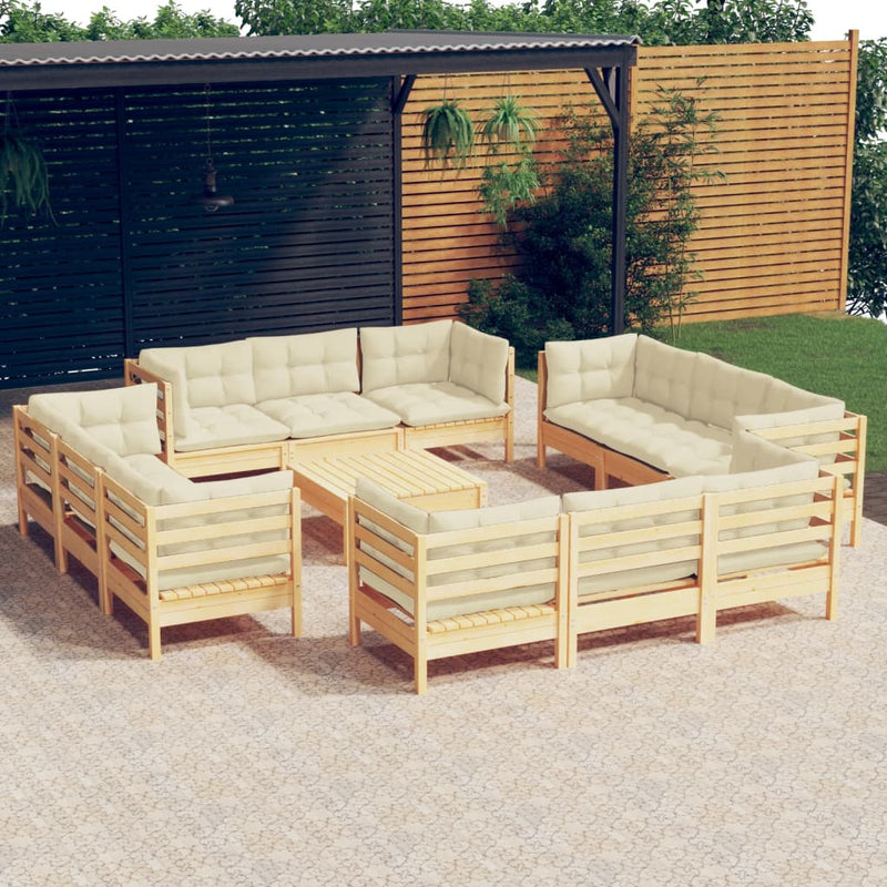 13 Piece Garden Lounge Set with Cream Cushions Pinewood Payday Deals