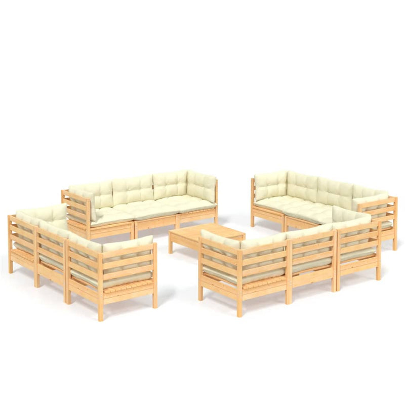 13 Piece Garden Lounge Set with Cream Cushions Pinewood Payday Deals