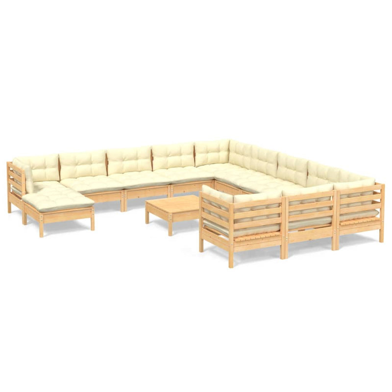 13 Piece Garden Lounge Set with Cream Cushions Pinewood Payday Deals