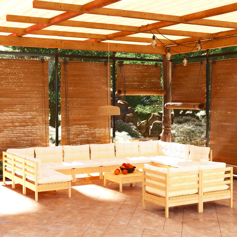 13 Piece Garden Lounge Set with Cream Cushions Pinewood Payday Deals