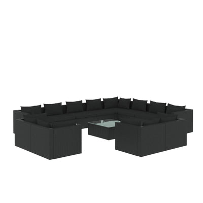 13 Piece Garden Lounge Set with Cushions Black Poly Rattan Payday Deals
