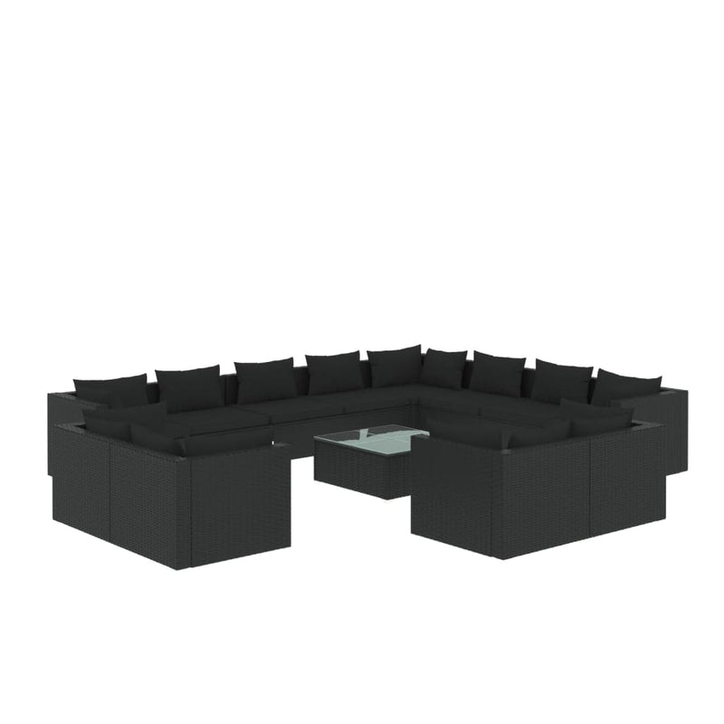 13 Piece Garden Lounge Set with Cushions Black Poly Rattan Payday Deals
