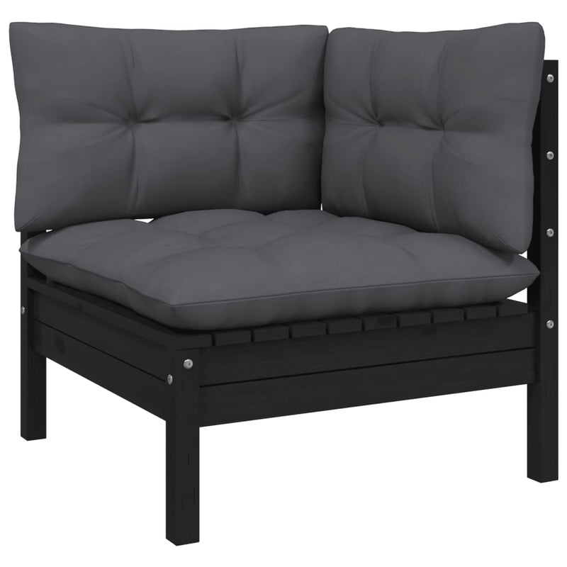 13 Piece Garden Lounge Set with Cushions Black Solid Pinewood Payday Deals