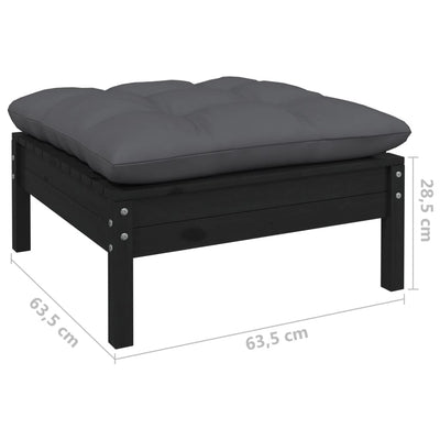 13 Piece Garden Lounge Set with Cushions Black Solid Pinewood Payday Deals