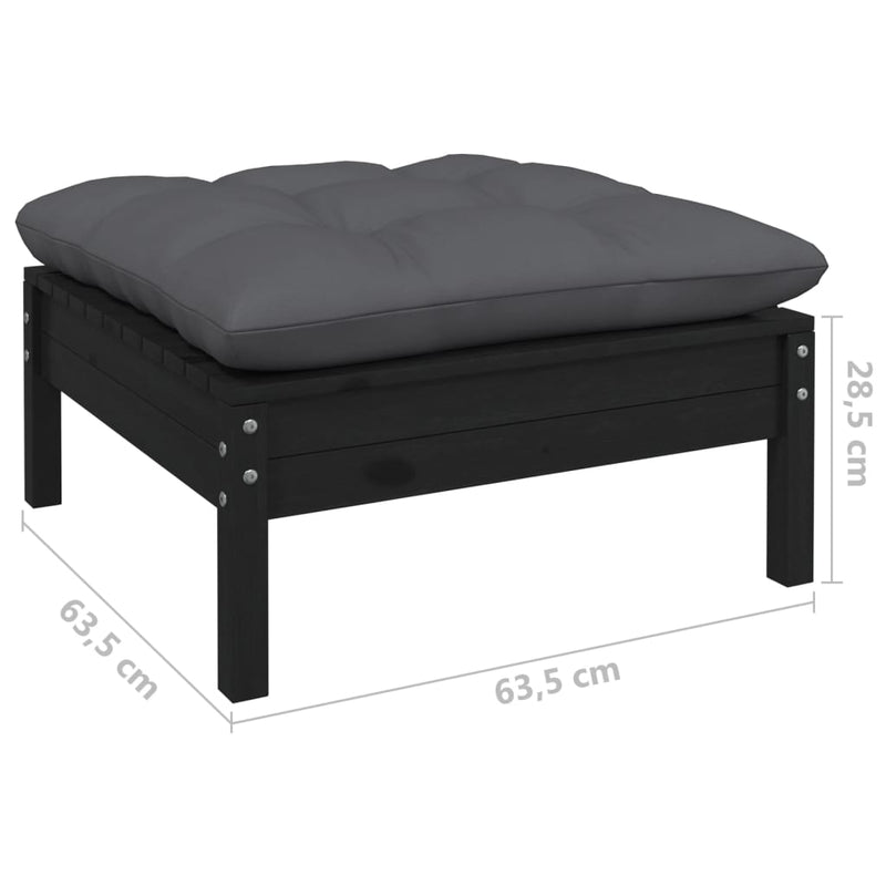 13 Piece Garden Lounge Set with Cushions Black Solid Pinewood Payday Deals