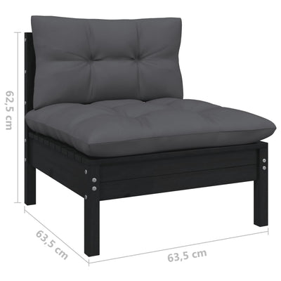 13 Piece Garden Lounge Set with Cushions Black Solid Pinewood Payday Deals