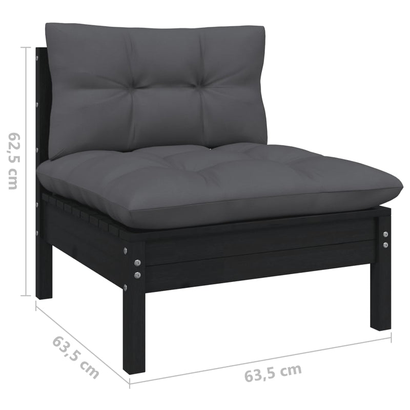 13 Piece Garden Lounge Set with Cushions Black Solid Pinewood Payday Deals