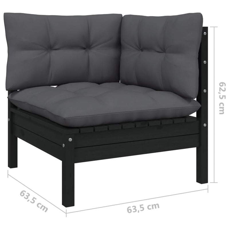 13 Piece Garden Lounge Set with Cushions Black Solid Pinewood Payday Deals