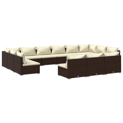 13 Piece Garden Lounge Set with Cushions Brown Poly Rattan Payday Deals