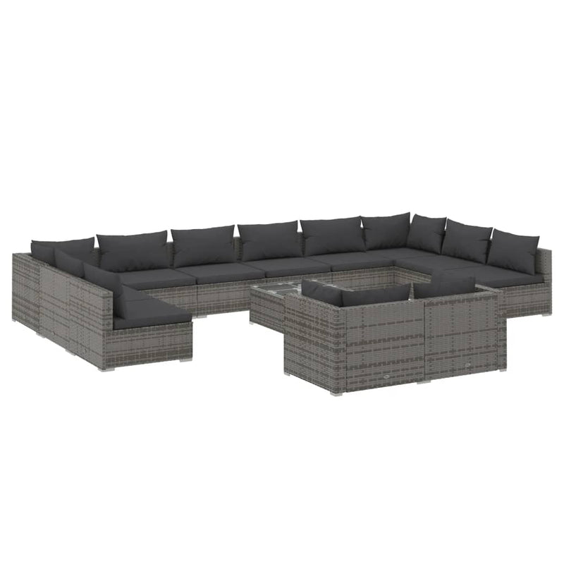 13 Piece Garden Lounge Set with Cushions Grey Poly Rattan Payday Deals