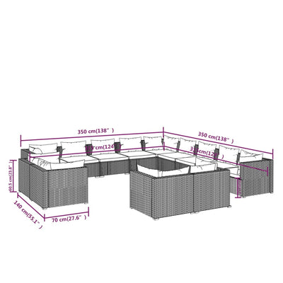 13 Piece Garden Lounge Set with Cushions Grey Poly Rattan Payday Deals