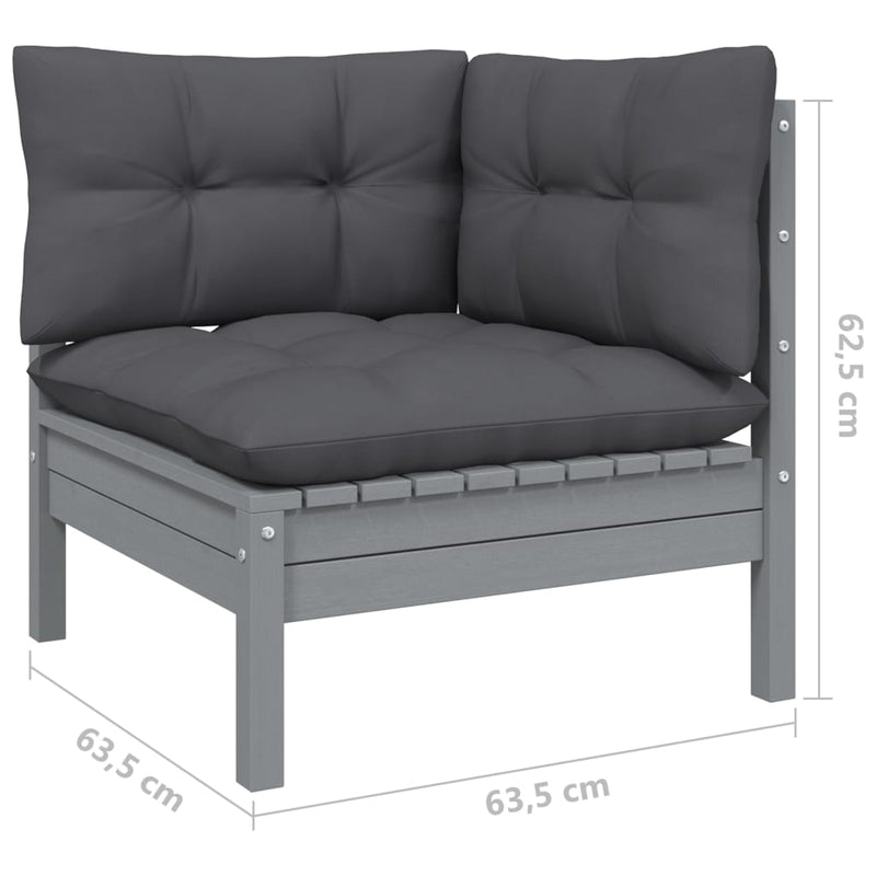 13 Piece Garden Lounge Set with Cushions Grey Solid Pinewood Payday Deals