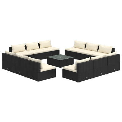 13 Piece Garden Lounge Set with Cushions Poly Rattan Black Payday Deals