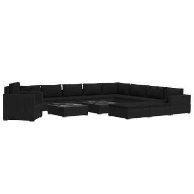 13 Piece Garden Lounge Set with Cushions Poly Rattan Black Payday Deals