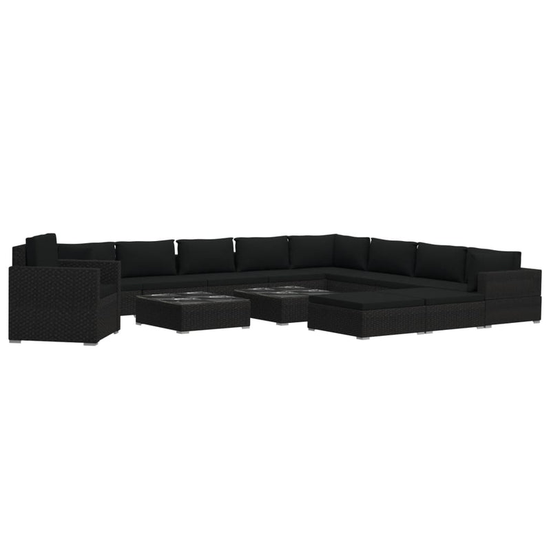13 Piece Garden Lounge Set with Cushions Poly Rattan Black Payday Deals