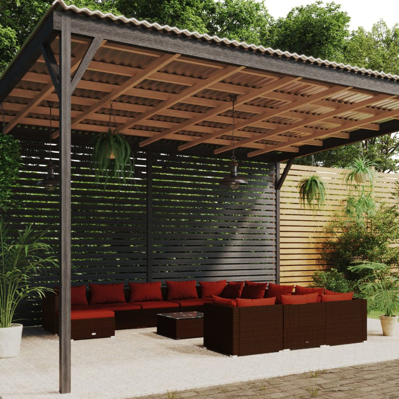 13 Piece Garden Lounge Set with Cushions Poly Rattan Brown Payday Deals