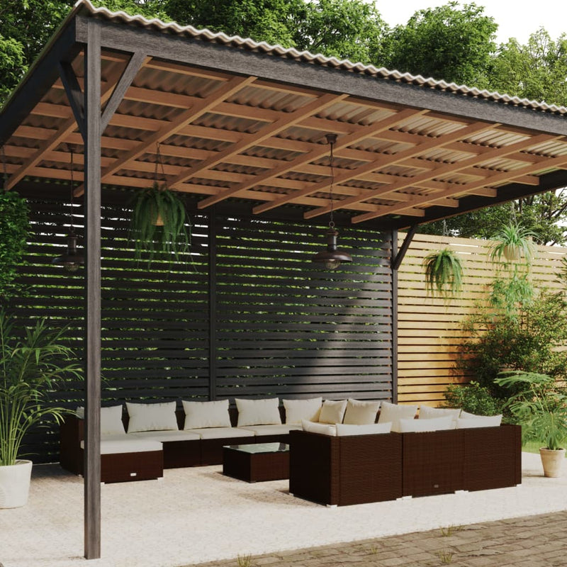 13 Piece Garden Lounge Set with Cushions Poly Rattan Brown Payday Deals