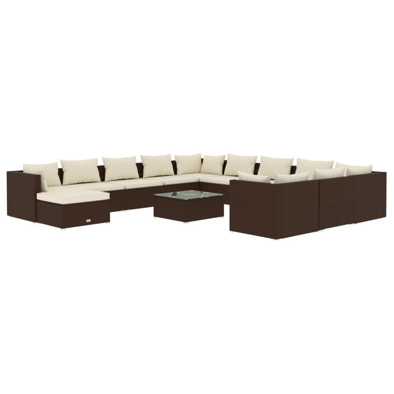 13 Piece Garden Lounge Set with Cushions Poly Rattan Brown Payday Deals