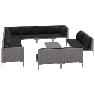 13 Piece Garden Lounge Set with Cushions Poly Rattan Dark Grey Payday Deals