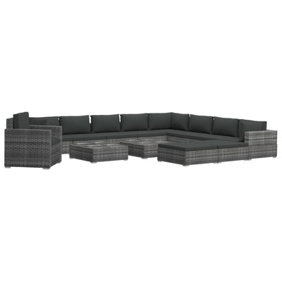 13 Piece Garden Lounge Set with Cushions Poly Rattan Grey Payday Deals