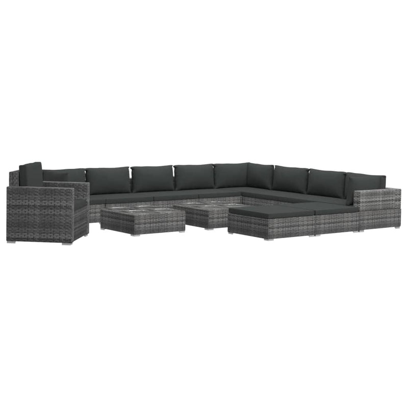 13 Piece Garden Lounge Set with Cushions Poly Rattan Grey Payday Deals
