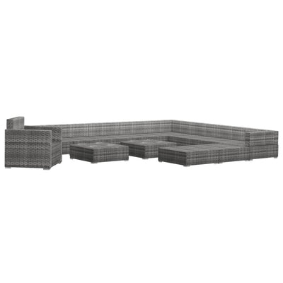 13 Piece Garden Lounge Set with Cushions Poly Rattan Grey Payday Deals