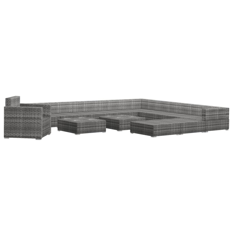 13 Piece Garden Lounge Set with Cushions Poly Rattan Grey Payday Deals