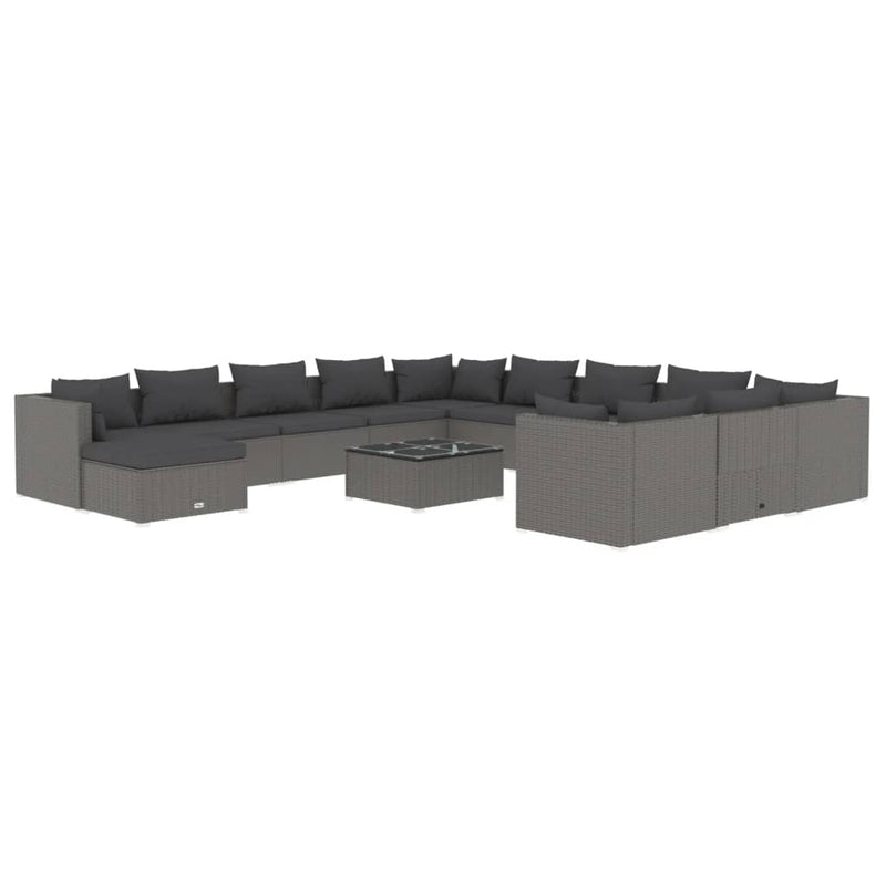 13 Piece Garden Lounge Set with Cushions Poly Rattan Grey Payday Deals