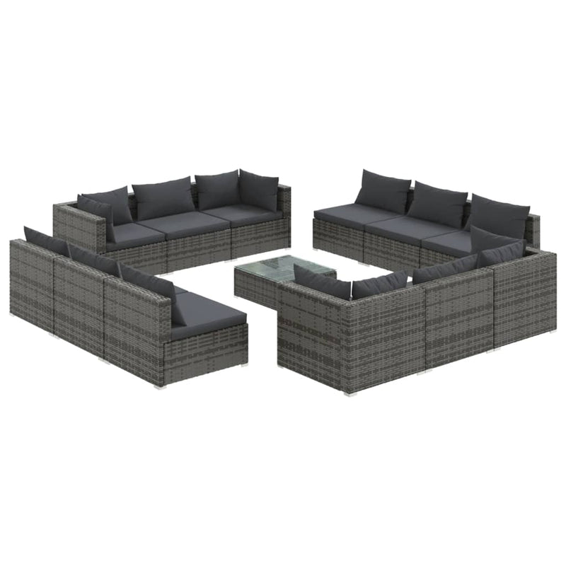 13 Piece Garden Lounge Set with Cushions Poly Rattan Grey Payday Deals