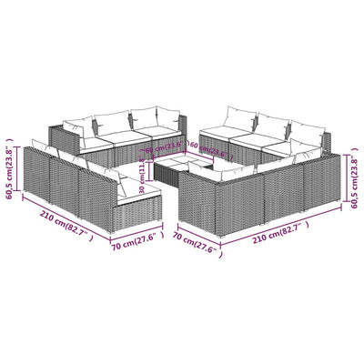 13 Piece Garden Lounge Set with Cushions Poly Rattan Grey Payday Deals