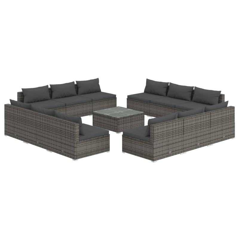 13 Piece Garden Lounge Set with Cushions Poly Rattan Grey Payday Deals
