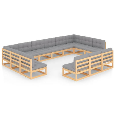 13 Piece Garden Lounge Set with Cushions Solid Pinewood Payday Deals