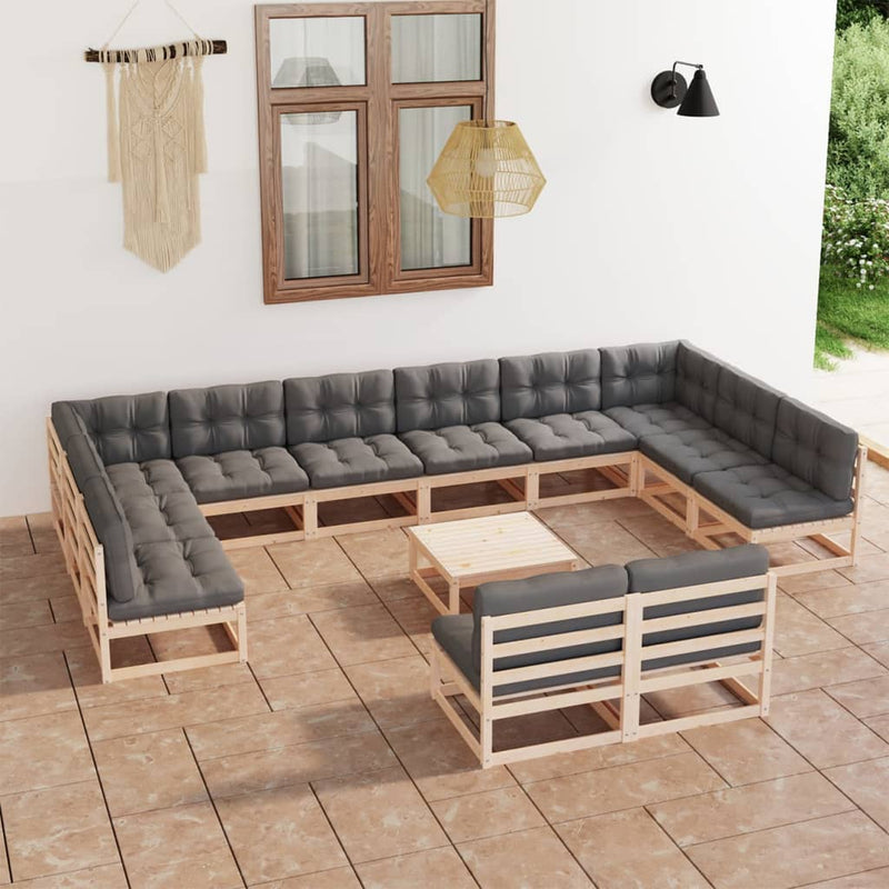 13 Piece Garden Lounge Set with Cushions Solid Pinewood Payday Deals
