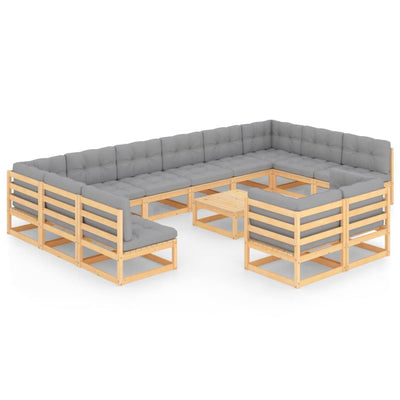 13 Piece Garden Lounge Set with Cushions Solid Pinewood Payday Deals