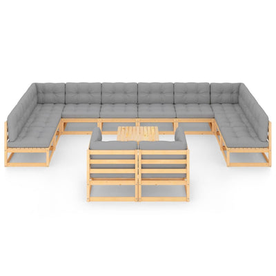 13 Piece Garden Lounge Set with Cushions Solid Pinewood Payday Deals