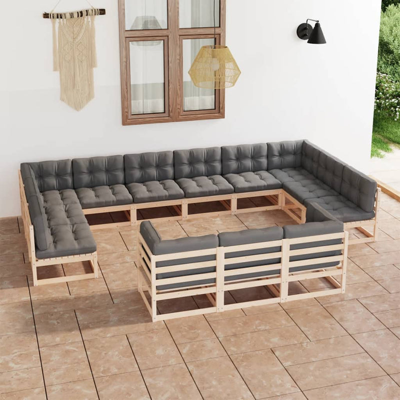 13 Piece Garden Lounge Set with Cushions Solid Pinewood Payday Deals
