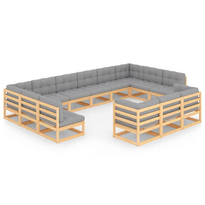 13 Piece Garden Lounge Set with Cushions Solid Pinewood Payday Deals