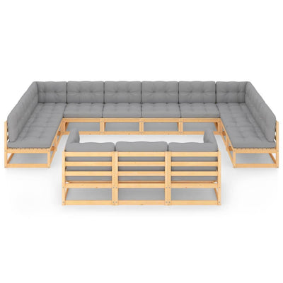 13 Piece Garden Lounge Set with Cushions Solid Pinewood Payday Deals