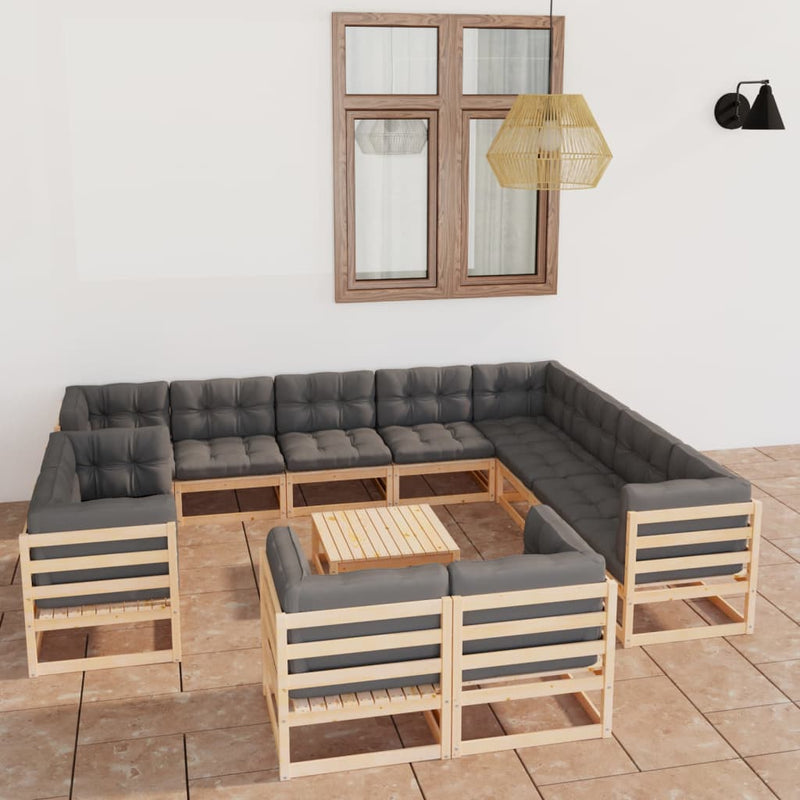 13 Piece Garden Lounge Set with Cushions Solid Pinewood Payday Deals