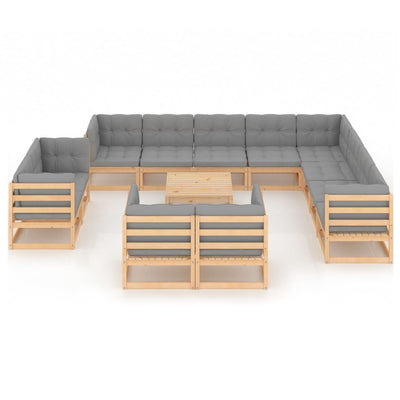 13 Piece Garden Lounge Set with Cushions Solid Pinewood Payday Deals