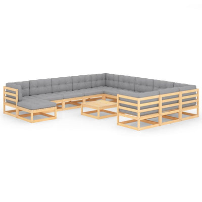 13 Piece Garden Lounge Set with Cushions Solid Pinewood Payday Deals