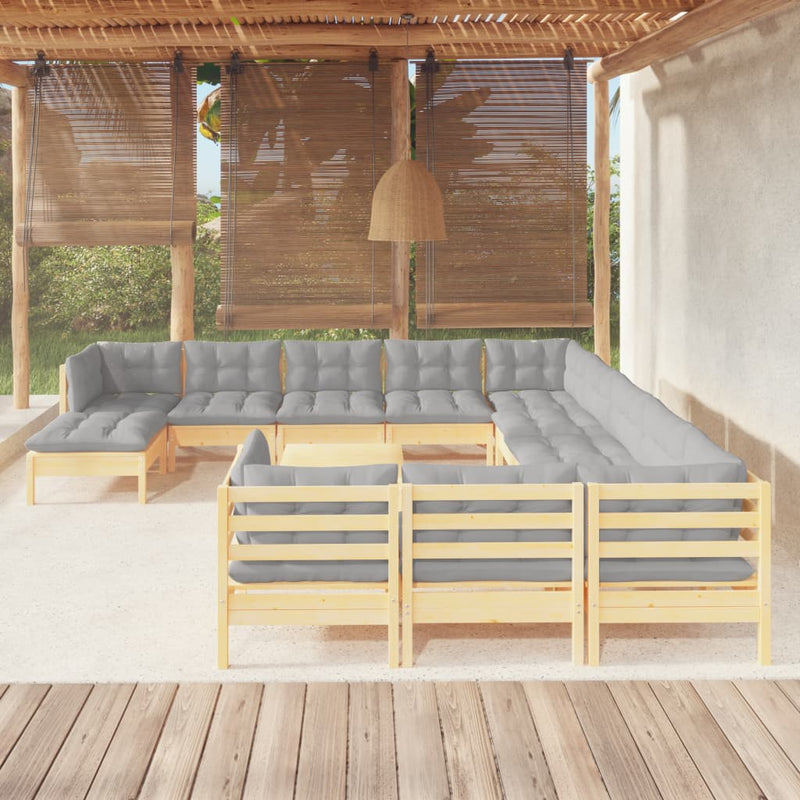 13 Piece Garden Lounge Set with Grey Cushions Pinewood Payday Deals